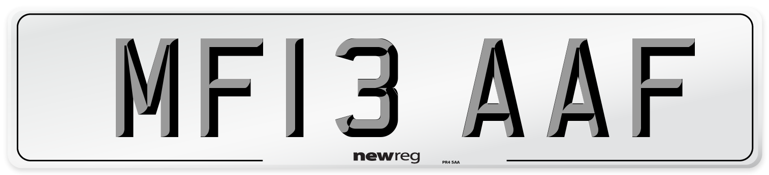 MF13 AAF Number Plate from New Reg